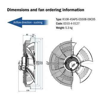 Ventilator axial de aspiratie Hidria R10R-45APS, Ø 450 mm